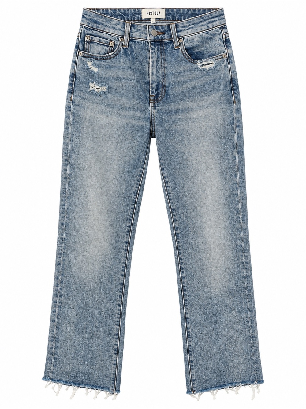 Pistola Light Blue Straight Jeans raw hem